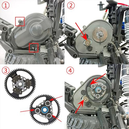 Carbon Steel 58T Spur Main Gear 32P 0.8M for 1/10 Tra-xxas Slash | Platinum Rustler Stampede 4x4 VXL 2WD Jato Rally E-REVO Summit T-Maxx - size: 58T
