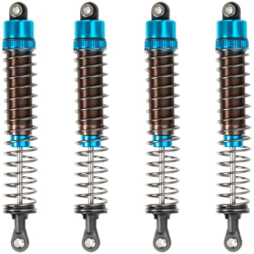 1/10 RC Crawler Shocks 110mm Aluminum Oil Filled Absorbers Adjustable Damper Set for Axial SCX10 TRX-4 TRX-6 D90 Tamiya Bullhead Super ClodBuster Truck Car Upgrades Parts (Blue) - color: Blue
