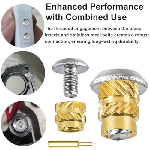 200Pcs Threaded Inserts Bolt Set 100pcs M3x4x5 Heat Set Insert Brass Nut with 100pcs Bolt for 3D Printed Plastic Parts - size: (200pcs) M3x4x5
