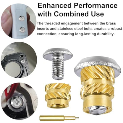 200Pcs Threaded Inserts Bolt Set 100pcs M3x4x5 Heat Set Insert Brass Nut with 100pcs Bolt for 3D Printed Plastic Parts - size: (200pcs) M3x4x5
