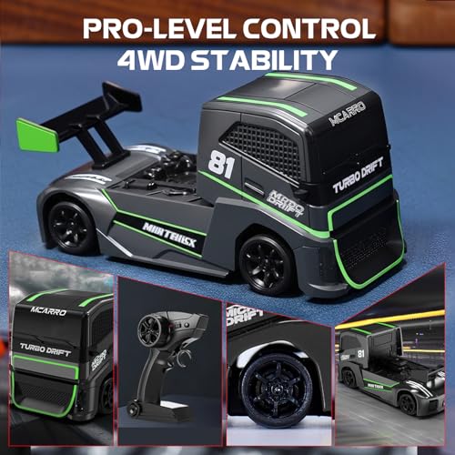 ARRIS 1/87 Micro Desktop RC Drift Car 4WD with Semi-Proportional Control | 12-Step Baked Paint, LED Lights, High Detail Scale Model, Pocket Size Fun - color: Starry Gray