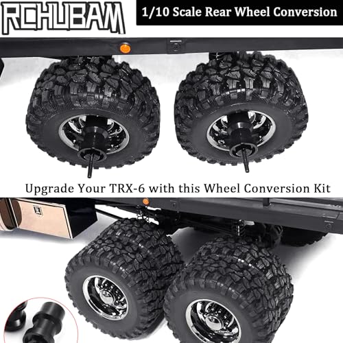 RCHUBAM 4PCS Dually Conversion Kit for TRX-6 Hauler G63 TRX4 SCX10 Parts | Aluminum Single to Twin Wheel Conversion Kit,1/10 RC Car Upgrade Part