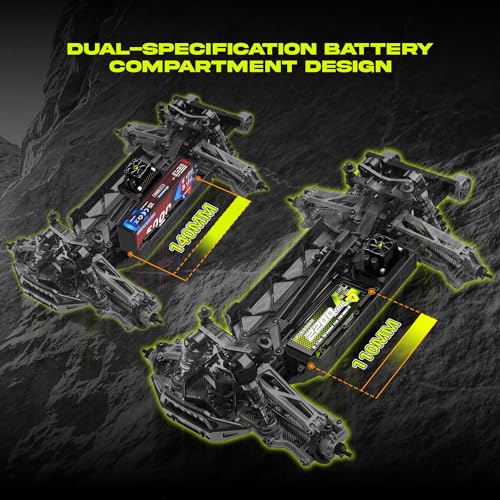 CROBOLL Mini 1:10 Carbon Fiber RC Truck Roller, Hobby Grade RC Car Chassis | Central Differential Transmission Structure, All Terrain RC Monster Truck Supporting, Chrome Steel Helical Gear