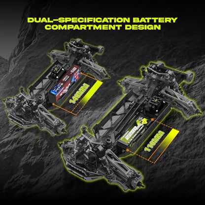 CROBOLL Mini 1:10 Carbon Fiber RC Truck Roller, Hobby Grade RC Car Chassis | Central Differential Transmission Structure, All Terrain RC Monster Truck Supporting, Chrome Steel Helical Gear