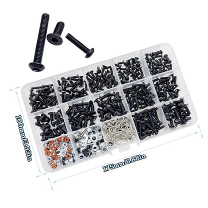 500pcs RC Screws Kit,RC Screws for Traxxas Arrma Axial Redcat HPS SCX10 1/8 1/10 1/12 1/16 Scale RC Cars Trucks Crawler, Screws Assortment Set, Hardware Fasteners (500pcs RC Screw Kit) - style: 500pcs RC Screw Kit