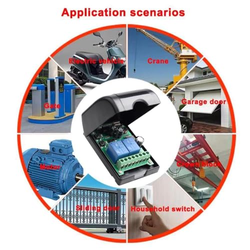 Universal Wireless Remote Control Switch DC 12V 24V 36V 48V 2CH 10A Relay Receiver Module with 2 Channel RF Remote Transmitter for Various Wireless Controls