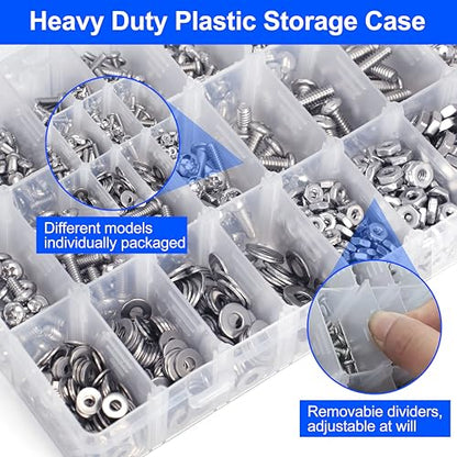 1110PCS Nuts and Bolts Assortment Kits, Stainless Steel Hardware Assortment Kit with Assorted Screws, Nuts, Bolts and Washers（#4-40#6-32#8-32#10-24） Storage Case