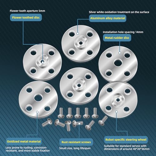 20Pcs Servo Horn Metal Aluminum 25T Silvery Servo Disc of Mg995/996 | CNC machined aluminum alloy,robust and durable. Standard 25T spline.Perfect for robot claws multiple high-torque servo models - style: 20Pcs Servo Disc