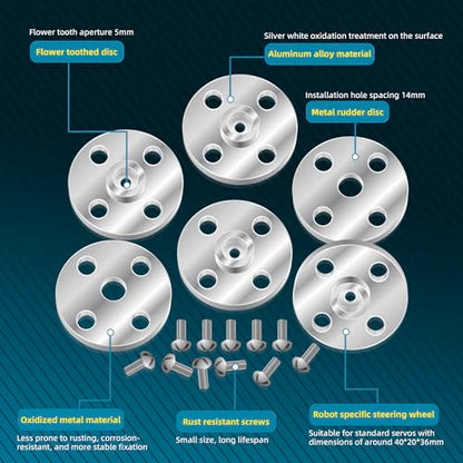 20Pcs Servo Horn Metal Aluminum 25T Silvery Servo Disc of Mg995/996 | CNC machined aluminum alloy,robust and durable. Standard 25T spline.Perfect for robot claws multiple high-torque servo models - style: 20Pcs Servo Disc