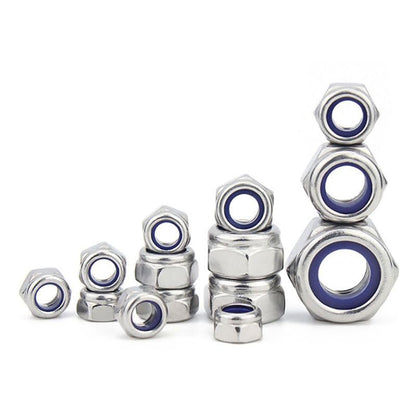 188PCS Metric Nylon Insert Lock Nuts Kit, M3 M4 M5 M6 M8 M10