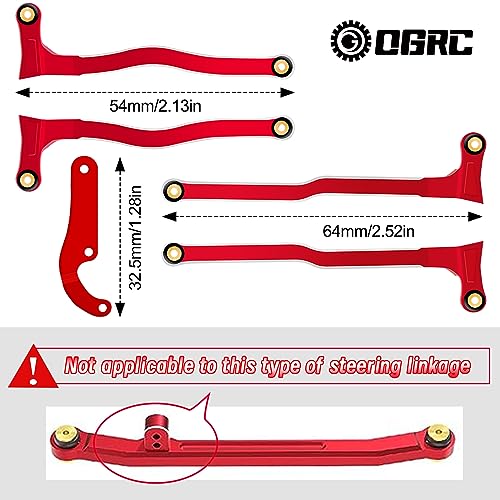 McCue RC Praying Mantis Link Tucked Inward Links High Clearance Links for Axial 1/24 SCX24 C10 JLU Bronco RC Crawler Upgrade Parts - 5 PCS (Red) - color: Red