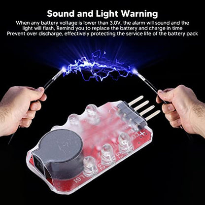 5PCS Lipo Battery Low Voltage Alarm Tester with Loud Buzzer LED for 2S 3S RC Drone Portable