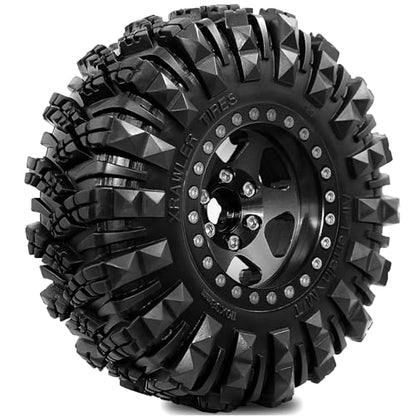 STMU Negative Offset 10.4mm 1.9 Beadlock Wheel Rims Aluminum and 1.9 RC Crawler Tires 4.33 Inch OD Foam Inserts for Traxxas TRX4 Axial SCX10 SCX10 II III RBX10 Redcat Gen 8 (Black) - color: Black