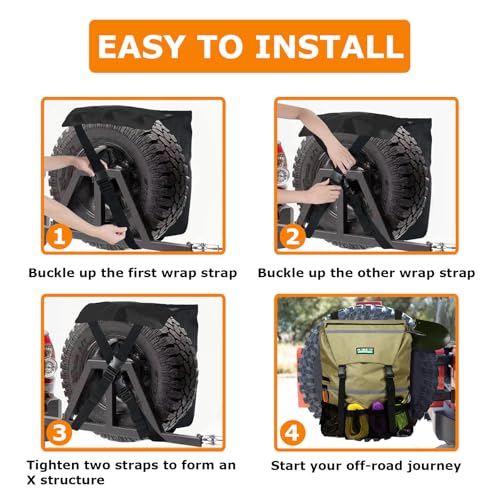 Spare Tire Trash Bag, Offroad Storage Bag for Jeep Truck SUV Car | Fits Up to 40" Tires, Easy to Attach, Heavy Duty Cargo Storage for Recovery Gear, Firewood & Camping Supplies
