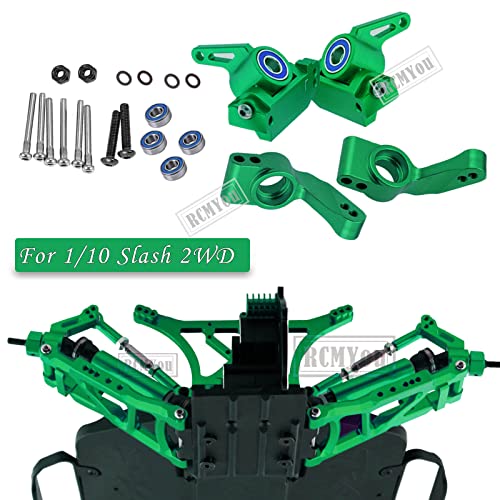Upgrades Part for 1/10 Slash 2WD,Aluminum Front Rear Suspension Arm,Shock Tower,Caster Block,Steering Blocks,Rear Stub Axle Carriers,Steering Block,Front Bulkhead Upgrades Set,Green - color: Green for Upgrades