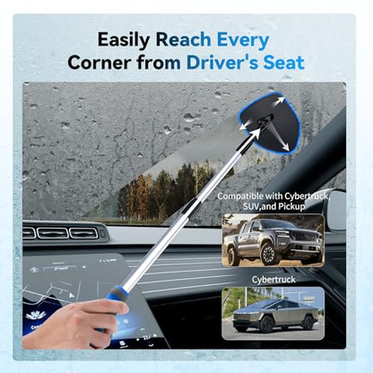 XINDELL Interior Windshield Cleaner Tool, Car Window Cleaning Kit with 5 Reusable Microfiber Pads, Extendable Handle & 360° Rotating Head, Streak-Free Auto Glass Wiper for Truck SUV RV - color: Blue
