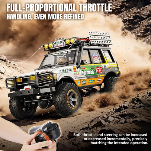 JXC LR1801 RC Crawler, 1/18 Scale 4WD Off Road RC Crawler with 3-Speed Mechanical Transmission with Reverse Rotation, Full-Proportional 2.4GHz, 40 Mins, LED Lights, RTR Rock Crawler (Blue)