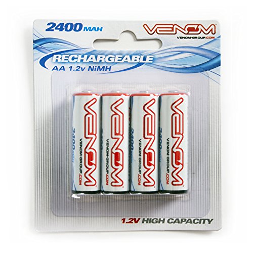 Venom Power Rechargeable AA Batteries 4-Pack, NiMH 1.2V 2400mAh - for Remote Controls, Cameras, Lights - Compatible with Joysway RC Sailboat, Catamaran Models