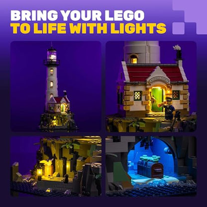 LED Light Kit Compatible with Lego 21335 Motorized Lighthouse – Lighting Accessories for Lego Ideas Building Set, Creative Decorative Upgrade (Model Not Included)