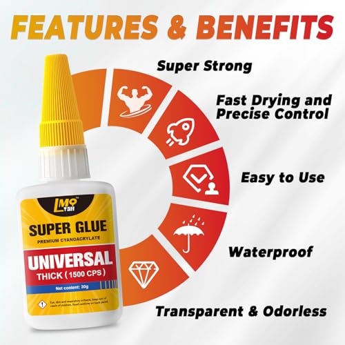 Thick Super Glue 60g(2.12 oz) Gap Filling CA Glue for Wood Furniture Shoes Ceramic Plastic Glass Leather Metal Model, All Purpose Superglue for Crafts and Repairs, Clear Instant Cyanoacrylate Adhesive - size: 2oz, style: Thick