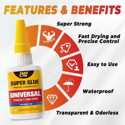 Thick Super Glue 60g(2.12 oz) Gap Filling CA Glue for Wood Furniture Shoes Ceramic Plastic Glass Leather Metal Model, All Purpose Superglue for Crafts and Repairs, Clear Instant Cyanoacrylate Adhesive - size: 2oz, style: Thick