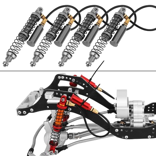 100mm Desert Lizard Piggyback Adjustable RC Shock Absorber Damper for 1/10 RC Crawler Axial SCX10 90046 AXI231017 D90 TRX4 TRX6 Metal Upgrade (gray) - color: gray
