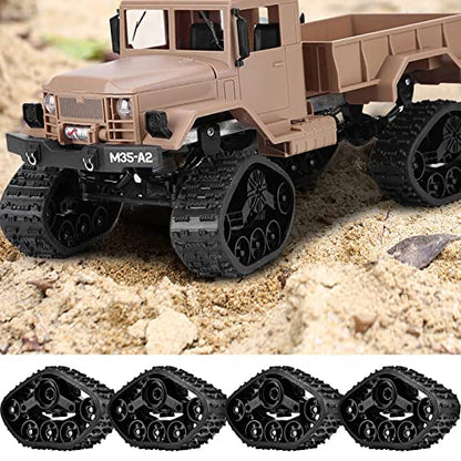 4pcs RC Car Tire Wheel Rubber Crawler Tyre for WPL 1/16 RC Military Truck, Replacement RC Tyre with ABS Reinforcement, High - Grip Tread Design for Off - Road Terrain and Rough Sur