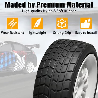 OD 2.65" On Road Rubber Tires Nylon Wheels- 12mm Hex for 1/10 RC Racing Car | Compatible with MJX HSP Tamiya HPI Kyosho Traxxas Sakura Redcat WLtoys 1/10 RC On-Road Racing Touring Car (4pcs, White) - style: C-White