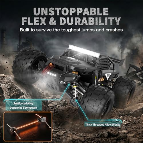 1/16 4X4 Off-Road High-Speed 50+KM/H(Peak) Alloy RC Cars Monster Truck - 390 Motor Durable axle & Suspension RC Truck | 3000mAh Batteries | rc Cars Toys Birthday for Teens Aged 14+ - color: Highspeed Alloy Rc Car