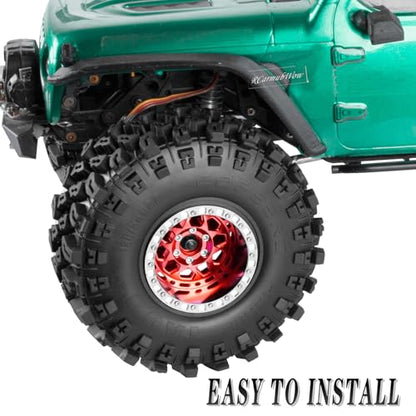 RC 2.2 Beadlock Wheels and Tires for 1/10 TRX4 SCX10 Capra AMG 6x6 Gen8 Everest Gen7 Pro RC Crawler,Alunium 2.2 Beadlock Rims RC Wheels 2.2 Beadlock Tires,4pcs,Red - color: Red(4pcs)
