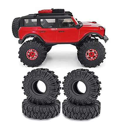 4Pcs 1.0" Crawler Tires Soft Rubber Wheels Tires 62mm, c | For 1:18 TRX4M, For 1:24 Axial SCX24 Deadbolt Bronco, RC Crawler Car - style: c
