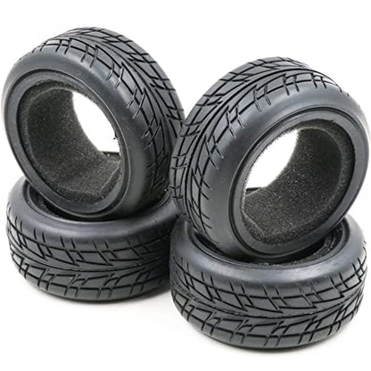 HOBBYSOUL 1/10 On Road Tires Arrows Soft Rubber Tyres Height 65mm fit 1/10 Traxxas HSP Tamiya HPI Kyosho RC On Road Run-flating Car, Pack of 4