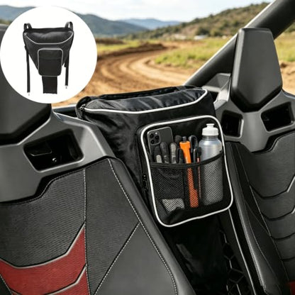UTV Center Console Storage Bag for Maverick X3 RC Turbo 2018-2021, Waterproof Seat Organizer with Multi Pockets, Large Capacity Hanging Storage for Side by Side UTV | Heavy Duty Oxford Storage Bag Adjustable Hanging Straps With Metal Hooks Reflective Pipi