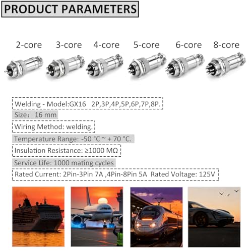 Clyxgs 6-Core Aviation Plug Connector Male Female 16mm Panel Mount Metal Wire Adapter 10PCS - style: GX16-6-10