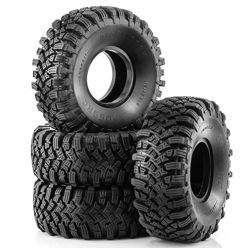 1.9 RC Rock Crawler Tires OD 115mm 1/10 Soft Rubber Mud Slingers Tyres With Foam Insert For 1:10 Crawler Car Traxxas TRX4 Axial SCX10 II RC4WD D90 TF2 Tamiya CC01 Gen8 Beadlock Wheels 4PCS
