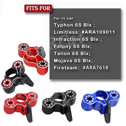Aluminum Front Steering Knuckles Caster Blocks C-Hubs Upgrades Part for 1/8 Typhon Talion 6S BLX,1/7 Felony Mojave Infraction Limitless Kraton 6S BLX,Replace AR330187 (Black) - color: Black (Front)