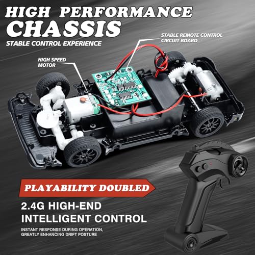 RC Drift Car 1:24 Scale Remote Control Vehicle 25KM/H(Peak) 4WD with Drift, JDM Drift rc Car with LED Lights USB Rechargeable Battery, rc Cars Toys Suitable for Birthday Children's Day - color: Rc Drift Car-org