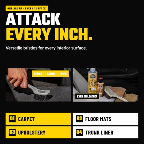 Chemical Guys, The Nifty Interior Detailing Brush for Carpet & Upholstery | Synthetic bristles and a short ergonomic handle scrub carpet, mats, upholstery and trunk liners with control - size: 1 Pack