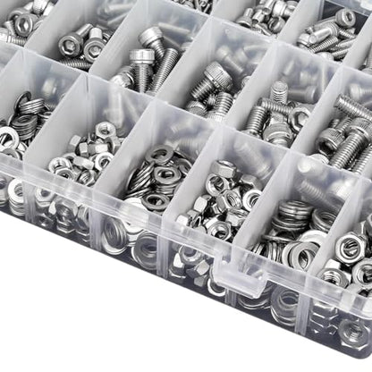 1080 Pcs M3 Screw Assortment, M3*6mm, 8mm, 10mm, 12mm, 14mm, 16mm, 18mm, 20mm, 25mm, 30mm, 35mm, 40mm, 50mm, Stainless Metric Hex Socket Head Cap Screws Nuts and Washers with Wrench - size: Hex Socket Head Cap