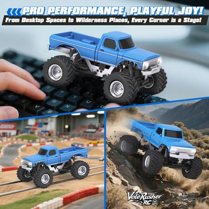 [2026 Upgrade 1/36 Mini RC Crawler, 4WD Micro Off Road Truck | Blue Micro RC Crawler, 1/36 RC Crawler Mini RC Truck Toys for Ages 8-14, Birthday Gifts for Boys Girls, RTR 2.4GHz - color: Blue