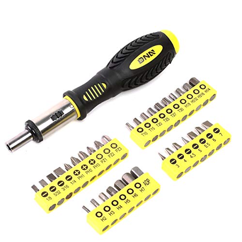 DNA MOTORING Universal Hand Tool Kit, Multi-Bit Screwdriver Hex Keys Set, Multibit Screw Driver with Screwdriver Bits, Nut Driver Set for SAE and Metric, Yellow, TOOLS-00038 - style: Screwdriver Set Tool Kit