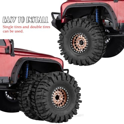 Aluminium RC 1.9" Beadlock Wheels Tires for 1/10 SCX10 90046 AXI03007 TRX4 TRX6 VS4-10 Gen7 Gen8 MST CFX D90 RC Crawler Car,Alloy 1.9 Rims Tires,Bronze - color: Bronze- (Rc 1.9" Tires)