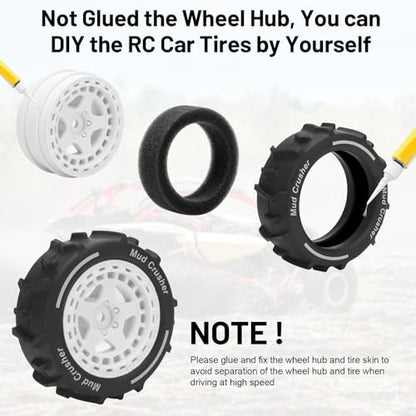 1/14 RC Wheels and Tires, daitoku 12mm Hex Hub RC Car Beach Tires for ARRMA 1/14 Typhon GROM - White - color: White