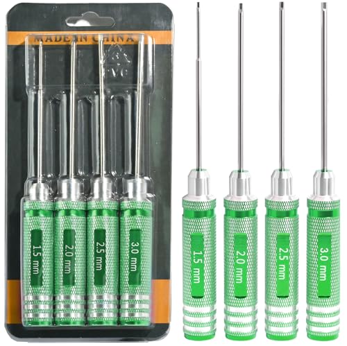 RC Hex Driver Set 1.5mm 2.0mm 2.5mm 3.0mm, Precision RC Screwdriver Tool Kit for SCX24 TRX4M TRX4 SCX10 Axial Traxxas ARRMA RC Crawler Cars - color: Green