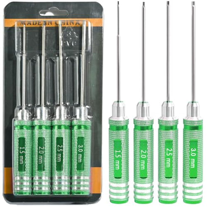 RC Hex Driver Set 1.5mm 2.0mm 2.5mm 3.0mm, Precision RC Screwdriver Tool Kit for SCX24 TRX4M TRX4 SCX10 Axial Traxxas ARRMA RC Crawler Cars - color: Green