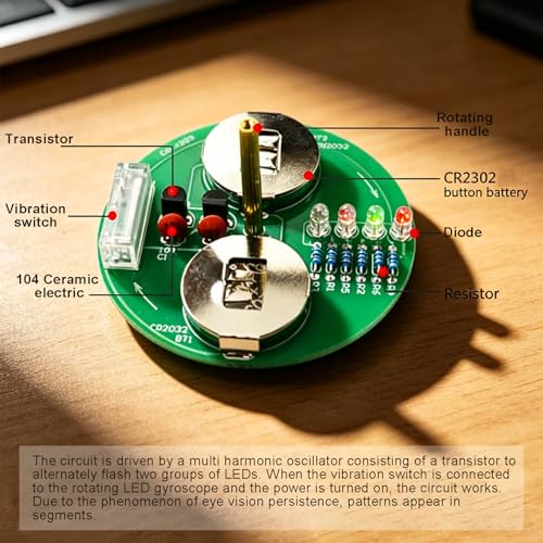 ISolderStore Soldering Project Soldering Practice Kit LED Rotating Desk Gyroscope DIY Kit Electronics Kit for Beginner