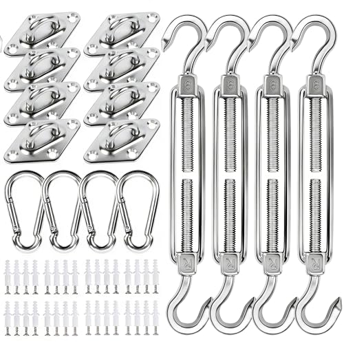 yofit 80Pcs Shade Sail Hardware Kit 6 inch for Triangle Rectangle Sun Shade | Sun Shade Hardware Kit, 304 Grade Stainless Steel Turnbuckles & Brackets for Outdoor Patio Shade Canopy Tarp - size: 6 inch 80 pcs