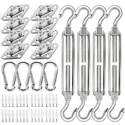 yofit 80Pcs Shade Sail Hardware Kit 6 inch for Triangle Rectangle Sun Shade | Sun Shade Hardware Kit, 304 Grade Stainless Steel Turnbuckles & Brackets for Outdoor Patio Shade Canopy Tarp - size: 6 inch 80 pcs
