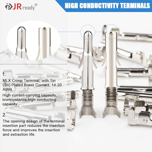 JRready ST6423 MLX 2.13mm Diameter Crimp Terminals, Pin and Sockets 14-20AWG, Compatible with Molex MLX Male & Female Crimp Terminals (50 Pair) - size: MLX 50Pair Terminal Kit