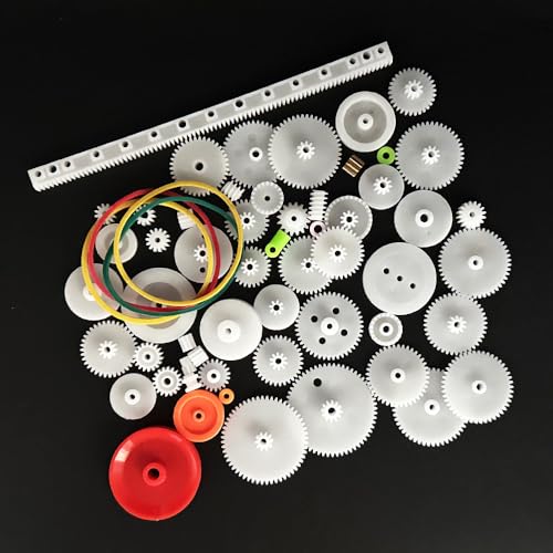 60PCS Small Gear Kit Plastic Gears Belt Pulley Single Gear Spindle Gear Small Motor Gears for DC Motor RC Car Robot Model Toy DIY Gear Replacement